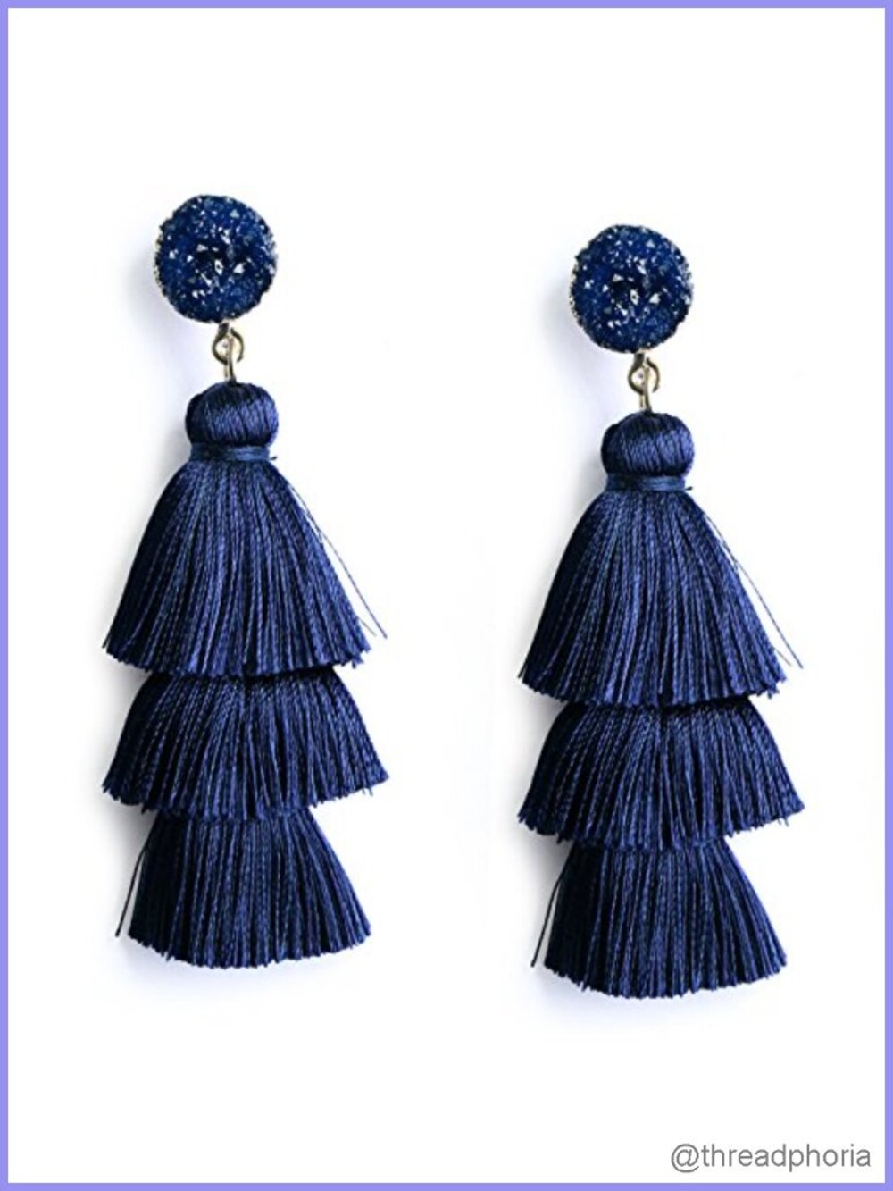 Bohemian Layered Tassel Dangle Earrings Druzy Studs Women Gift